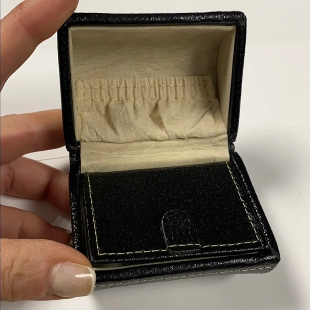 Bey-Berk Small Black Leather Cylinder Jewelry Box